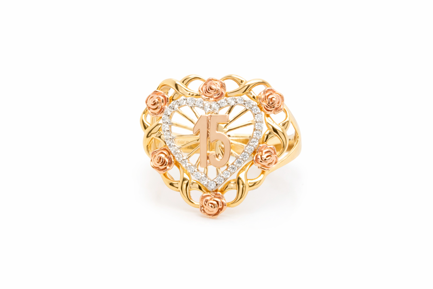 15 YEARS ROSES RING SIZE 6,75 14K