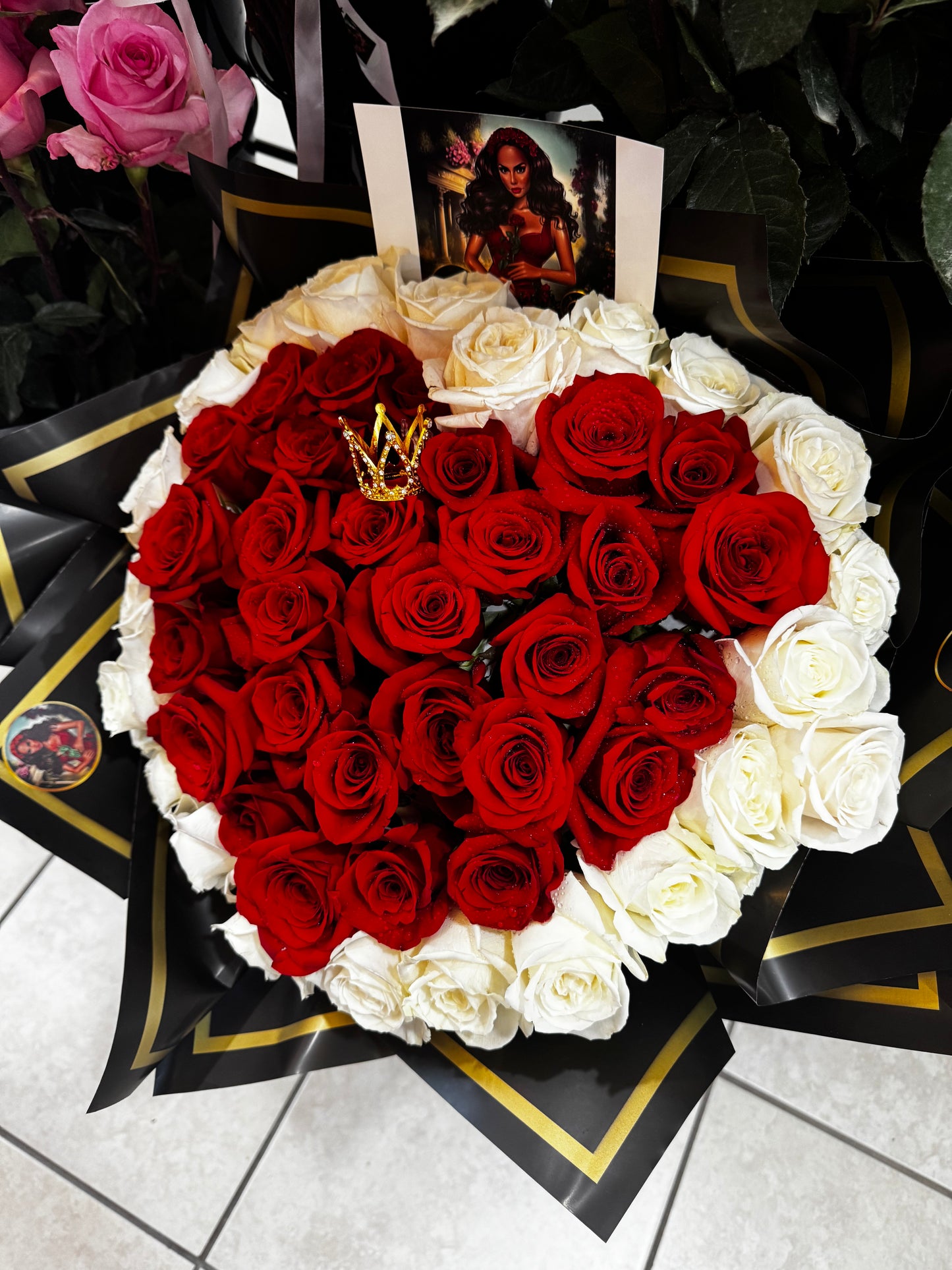 Heart Bouquet 50 Roses with Korean paper