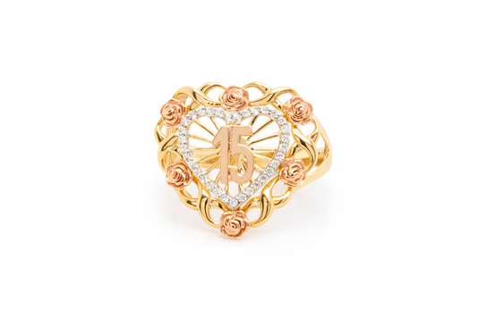 15 YEARS ROSES RING SIZE 6,75 14K