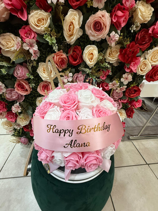 Luxe Preserved Pink and White Rose Ball